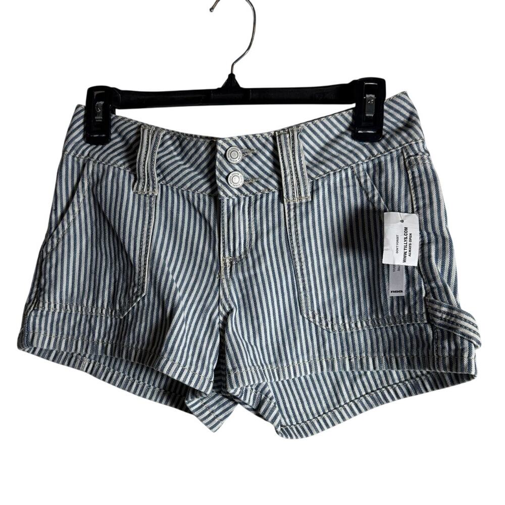 RSO NWT Blue White Railroad Stripe Carpenter Denim Shorts Size 23
